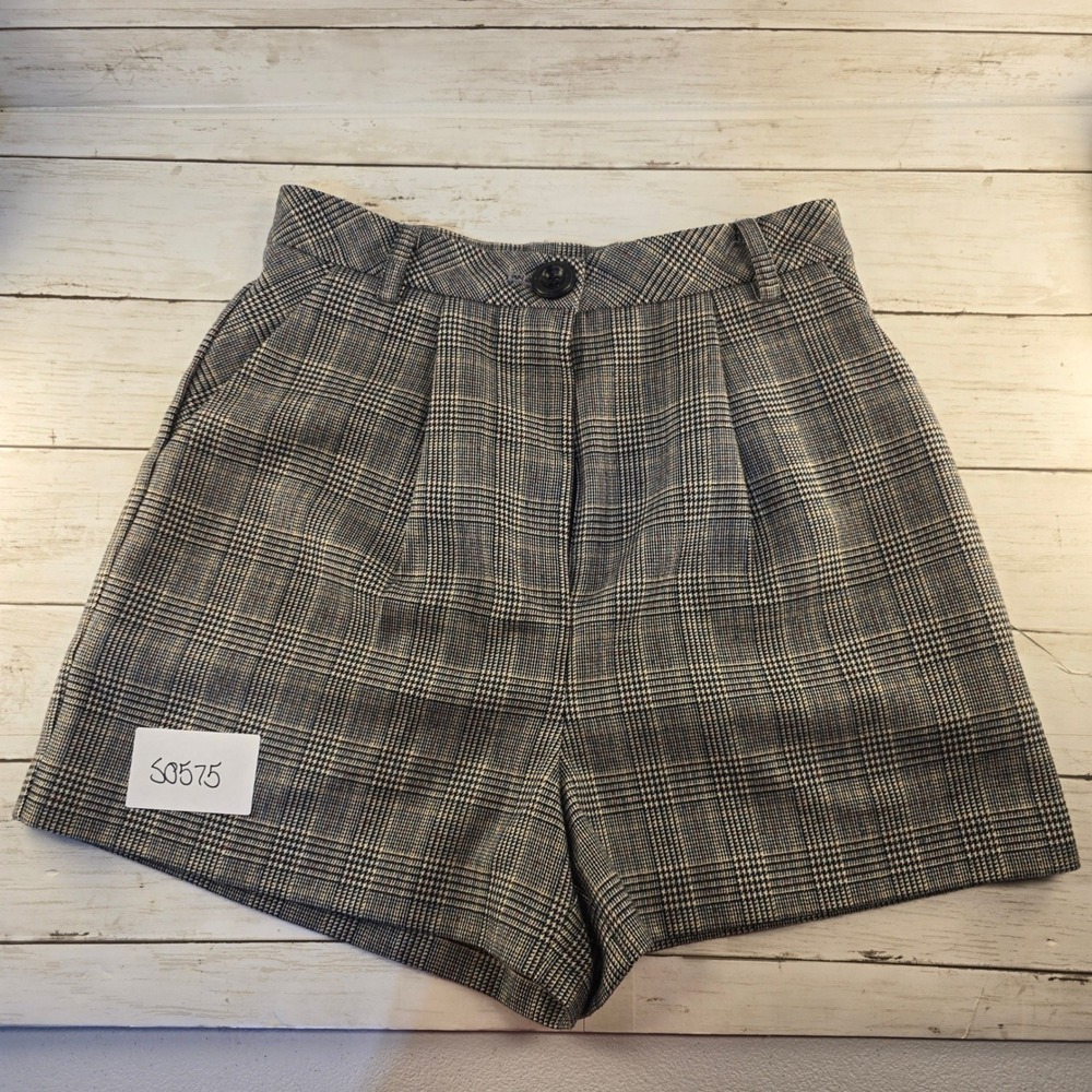 BlackMilk Grey Glen Plaid High Waisted Pleated Shorts Academic Size XS